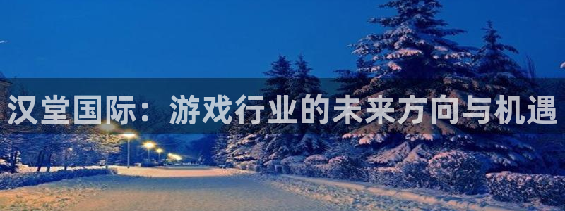 鼎点娱乐4开户：汉堂国际：游戏行业的未来方向与机遇